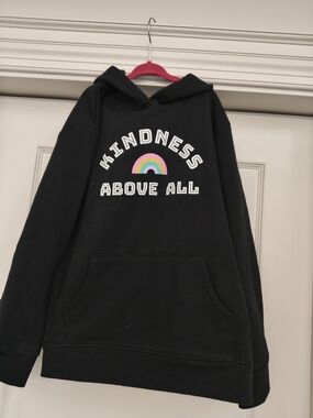 Cat & Jack Black Hoodie with Rainbow "Kindness Above All"